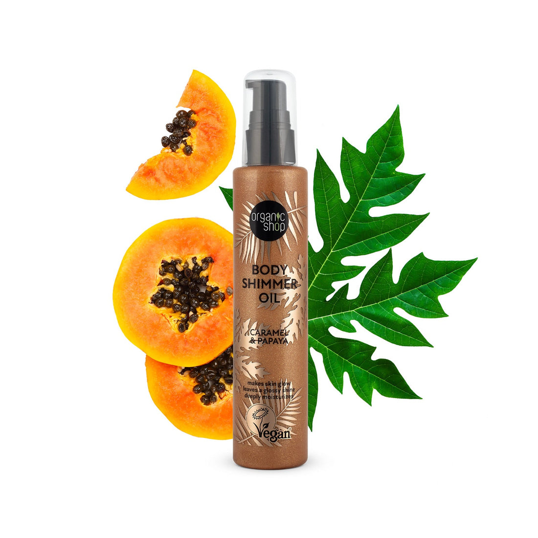 Organic Shop Body Shimmer Oil (Caramel &amp; Papaya) 100ml