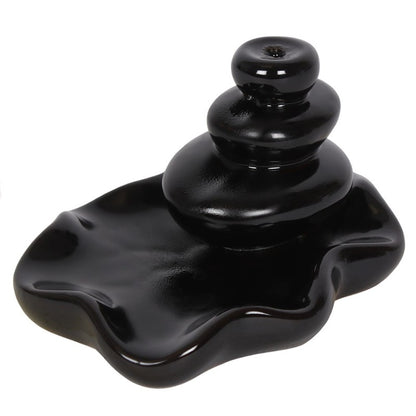 Incense Cone Burner Hand Lotus Backflow Black