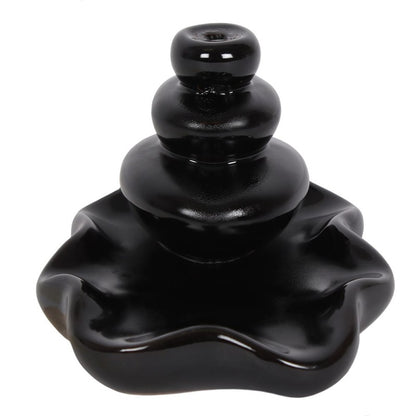Incense Cone Burner Hand Lotus Backflow Black