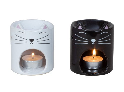 Ceramic Oil Burner - Cats (Black/White)