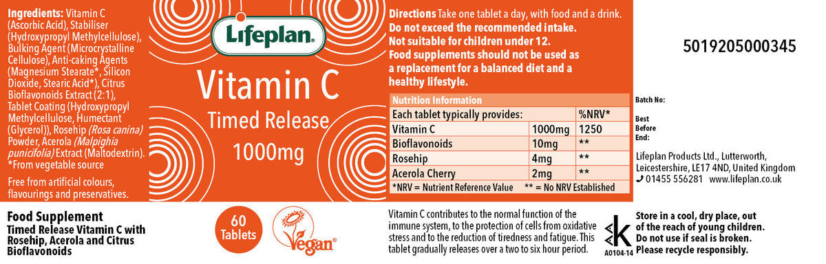 Lifeplan Timed Release Vitamin C 1000mg (60Tbs)