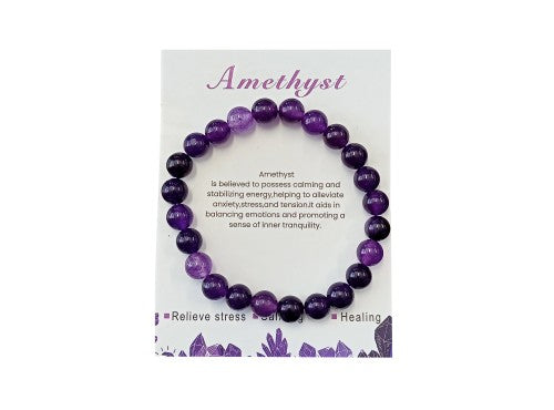 Bracelet - Amethyst 8mm Ball (55mm) with Message Card