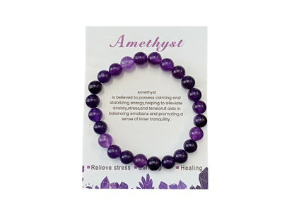 Bracelet - Amethyst 8mm Ball (55mm) with Message Card