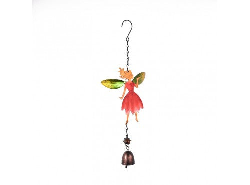 Fairy Metal Glass Wind Chime w/Bell 380mm x 120mm (Red)