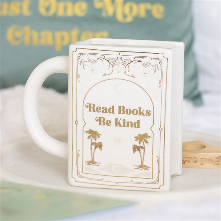 Mug - Book Shaped White "Read Books Be Kind"