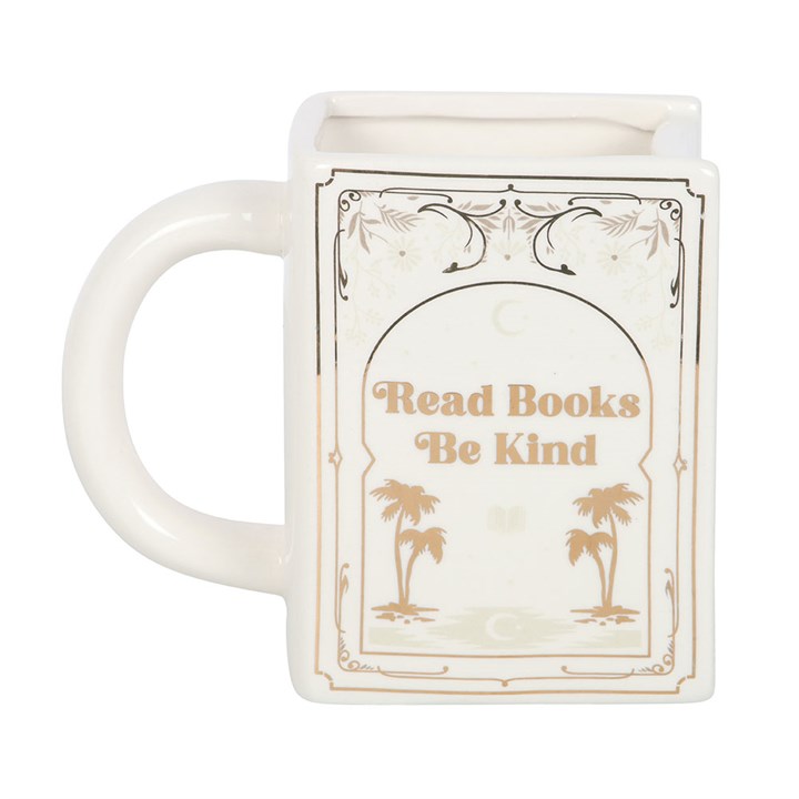Mug - Book Shaped White "Read Books Be Kind"