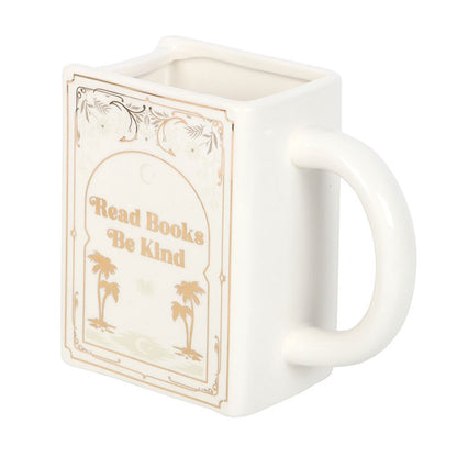 Mug - Book Shaped White "Read Books Be Kind"
