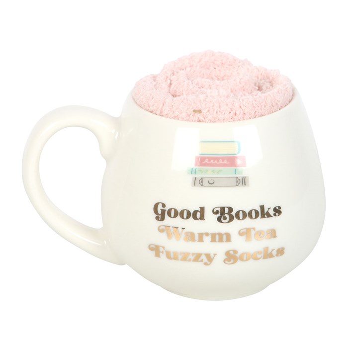 Mug &amp; Socks Set - "Good Books, Warm Tea, Fuzzy Socks"
