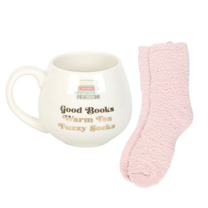 Mug &amp; Socks Set - "Good Books, Warm Tea, Fuzzy Socks"