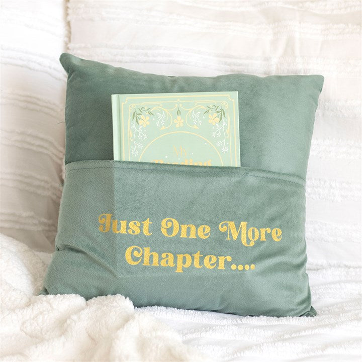 Cushion w/Book Pocket - "Just One More Chapter"