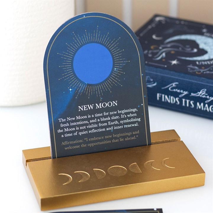 Set of 8 Moon Phase Cards w/Wooden Stand