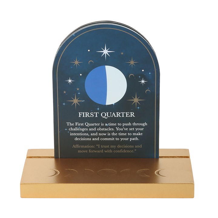 Set of 8 Moon Phase Cards w/Wooden Stand