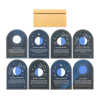 Set of 8 Moon Phase Cards w/Wooden Stand