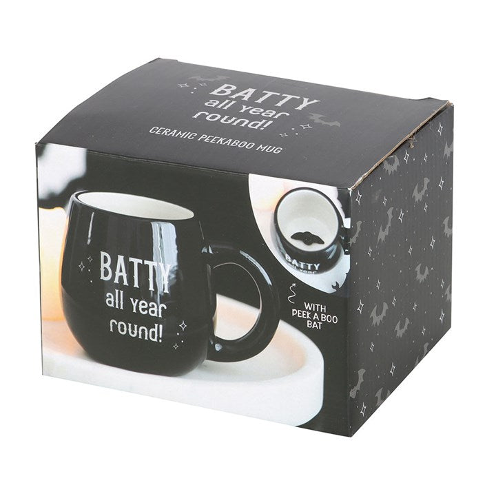 Rounded Peakaboo Mug &quot;Batty All Year Round&quot;