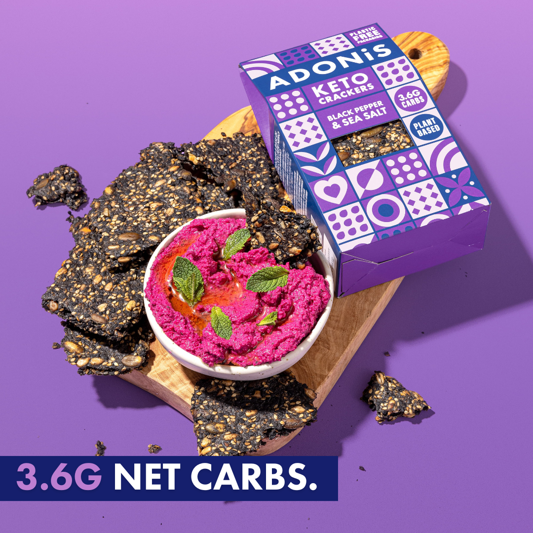 Adonis Crackers - (Black Pepper &amp; Sea Salt) Keto 60g