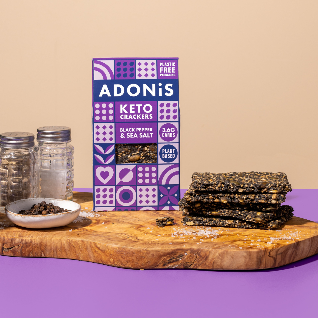 Adonis Crackers - (Black Pepper &amp; Sea Salt) Keto 60g