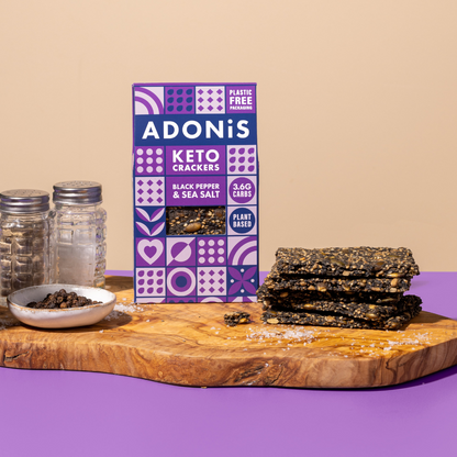 Adonis Crackers - (Black Pepper &amp; Sea Salt) Keto 60g