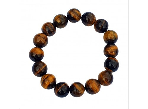 Tiger Eye Ball Bracelet 12mm Beads