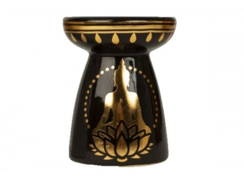 Ceramic Oil Burner - Buddha Black/White H:12 x W:9.5cm