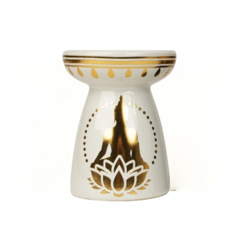 Ceramic Oil Burner - Buddha Black/White H:12 x W:9.5cm