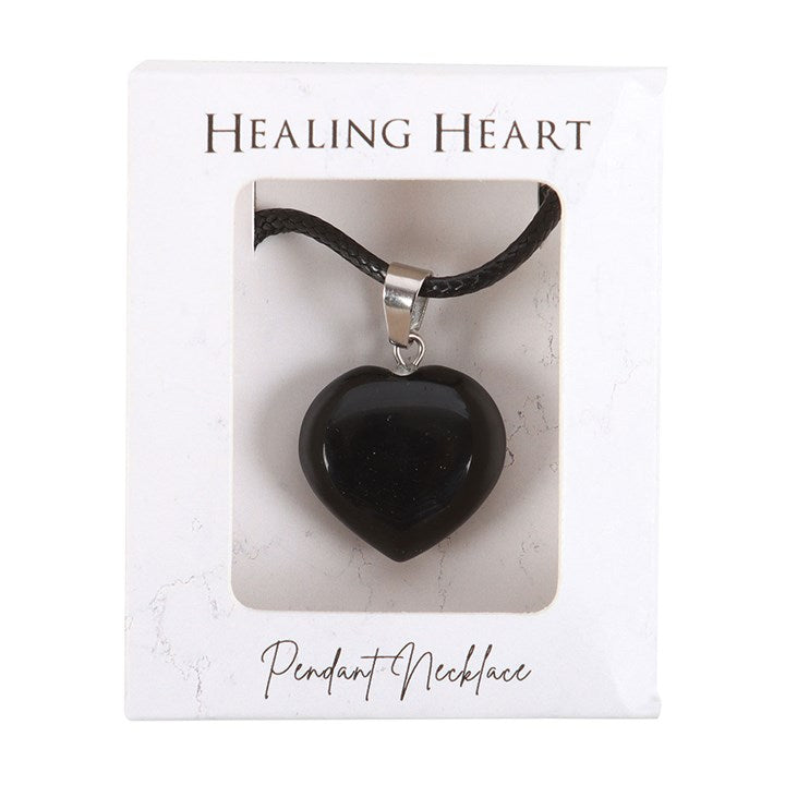 Necklace - Healing Heart Crystal - Black Obsidian