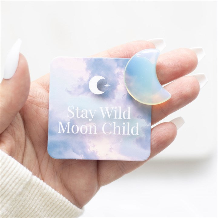 Crystal Moon In A Bag - Moonstone - &quot;Stay Wild&quot;