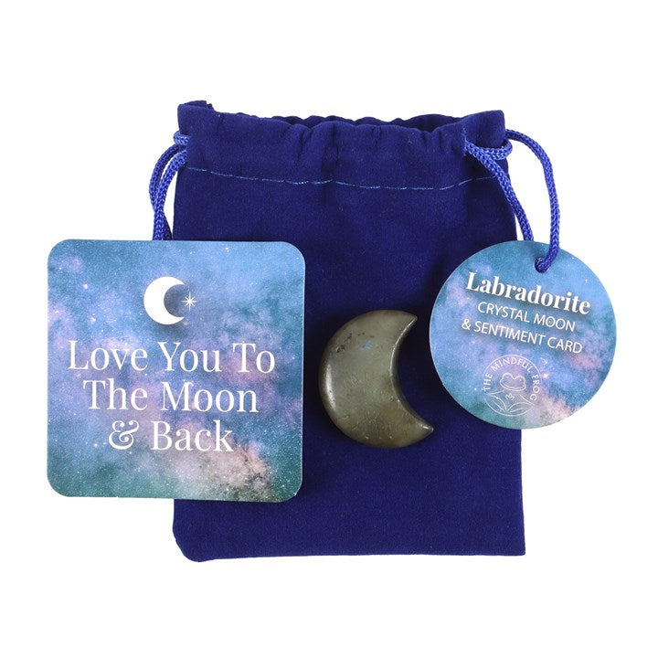Crystal Moon In A Bag - Labradorite - "Love You To The Moon"