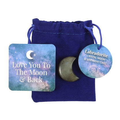 Crystal Moon In A Bag - Labradorite - &quot;Love You To The Moon&quot;