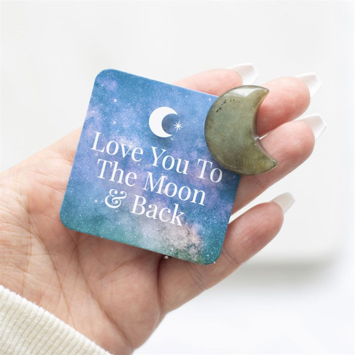 Crystal Moon In A Bag - Labradorite - &quot;Love You To The Moon&quot;