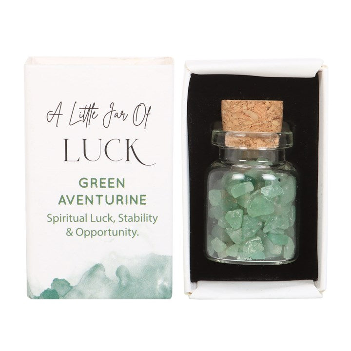 Jar of Luck Crystals In A Matchbox - Aventurine