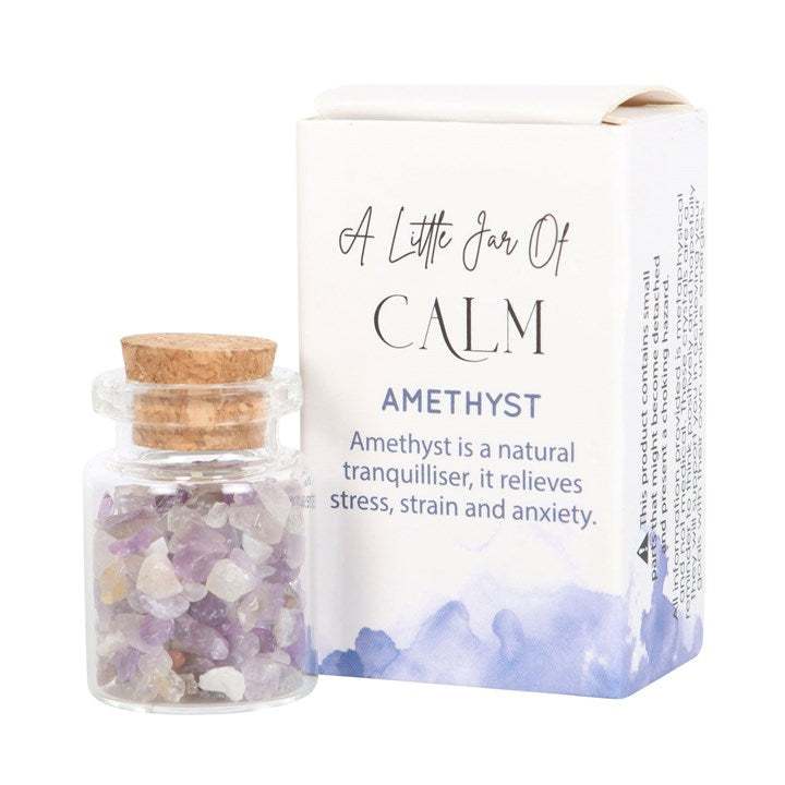 Jar of Calm Crystals In A Matchbox - Amethyst