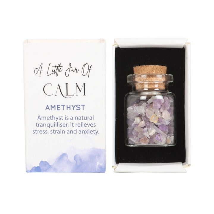 Jar of Calm  Crystals In A Matchbox - Amethyst