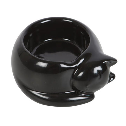 Ceramic Tealight Holder - Black Cat