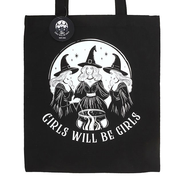 Tote Bag - Witchy "Girls Will Be Girls" - Polycotton
