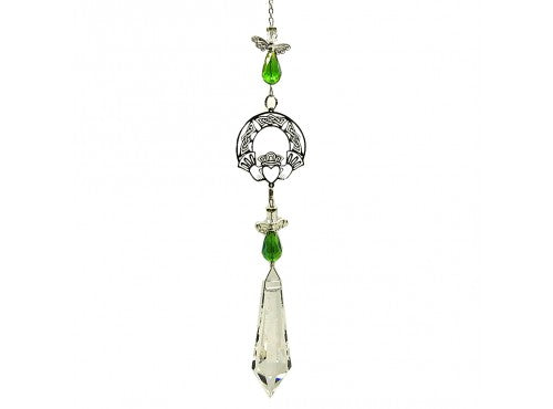 Feng Shui Crystal Pendulum 63mm with Claddagh Clear