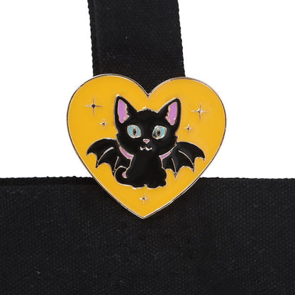 Tote Bag w/Enamel Pin - "In My Witch Era" Bat Cat - Polycotton