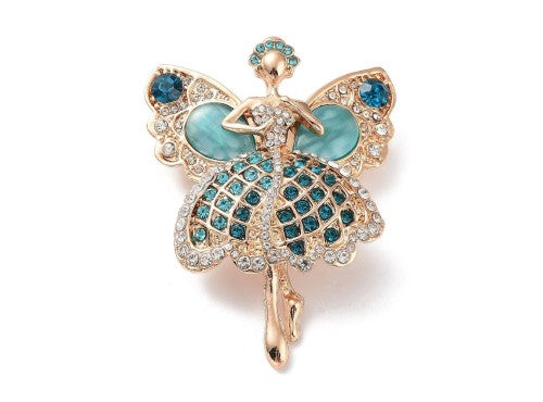 Angel Ballerina Rhinestone Pendant &amp; Brooch
