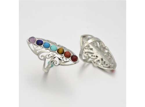 Chakra Vintage Filigree Brass Gemstone Band Ring (Lead &amp; Nickle Free)
