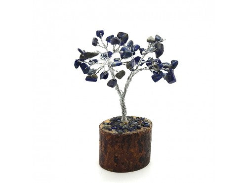 Lapis Gem Tree on Wooden Base - 60 Beads