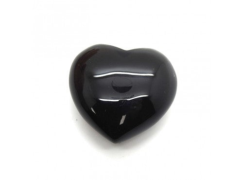 Polished Puff Heart - Obsidian Black - 30mm