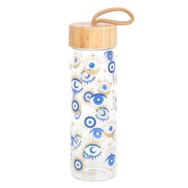Glass Water Bottle - Reusable - "All Seeing Eye"