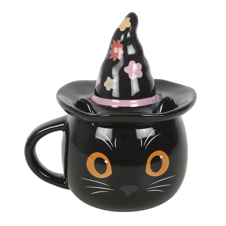 Mug (Lidded) - Groovy Witch Cat