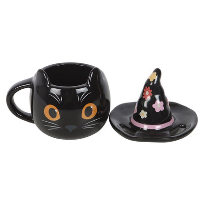 Mug (Lidded) - Groovy Witch Cat