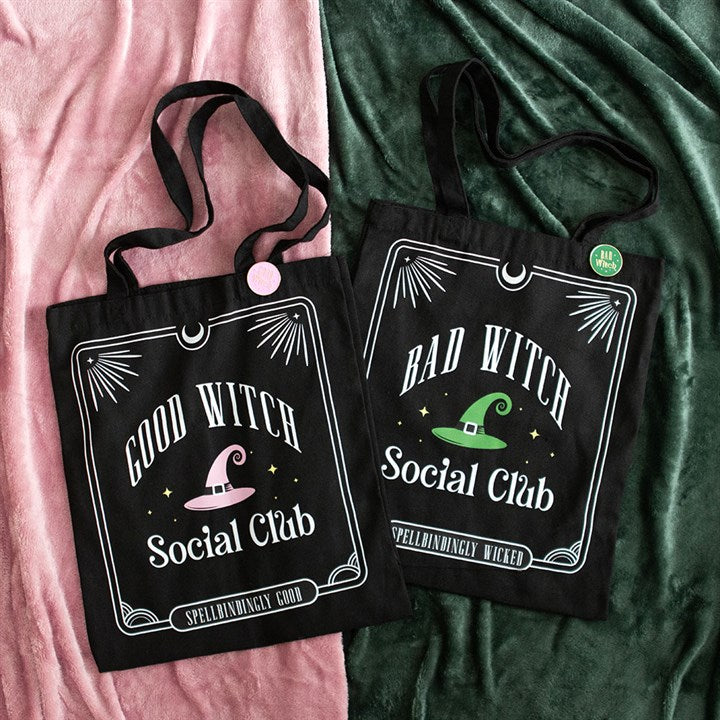 Tote Bag w/Enamel Pin - "Good Witch Social Club" - Polycotton