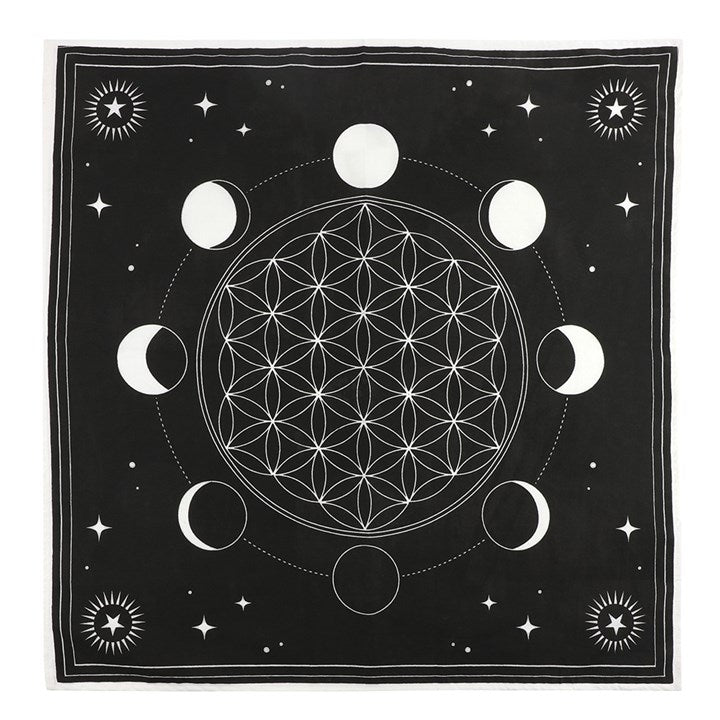 Moon Phase Crystal Grid Altar Cloth (70cm x70cm)