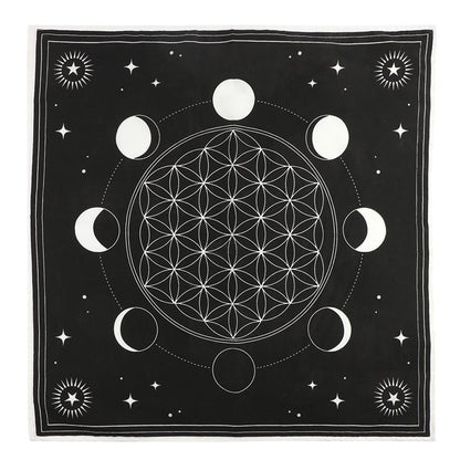 Moon Phase Crystal Grid Altar Cloth (70cm x70cm)