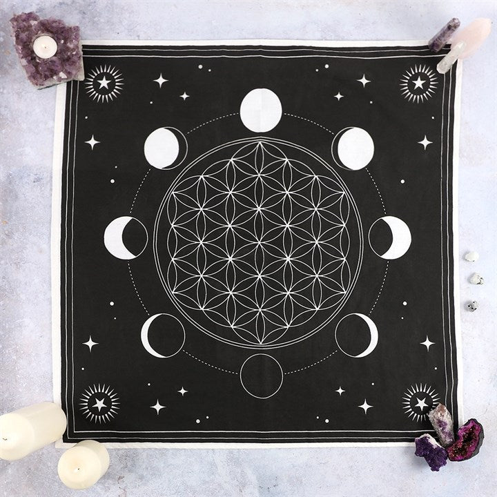 Moon Phase Crystal Grid Altar Cloth (70cm x70cm)