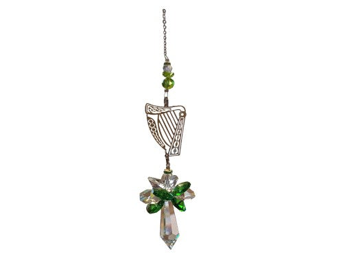 Crystal Angel 38mm w/Harp (Irish Collection)