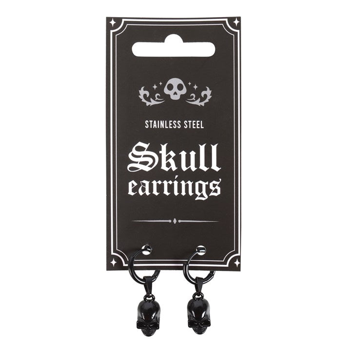 Ear Rings - Black Stainless Steel Skull