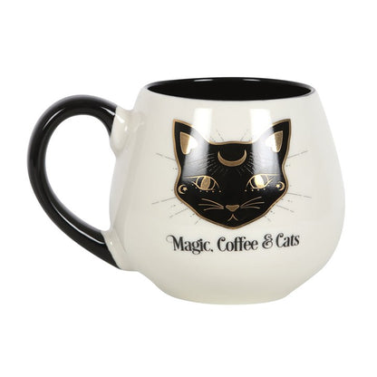 Rounded Mug Mystic Mog, Magic, Coffee &amp; Cats